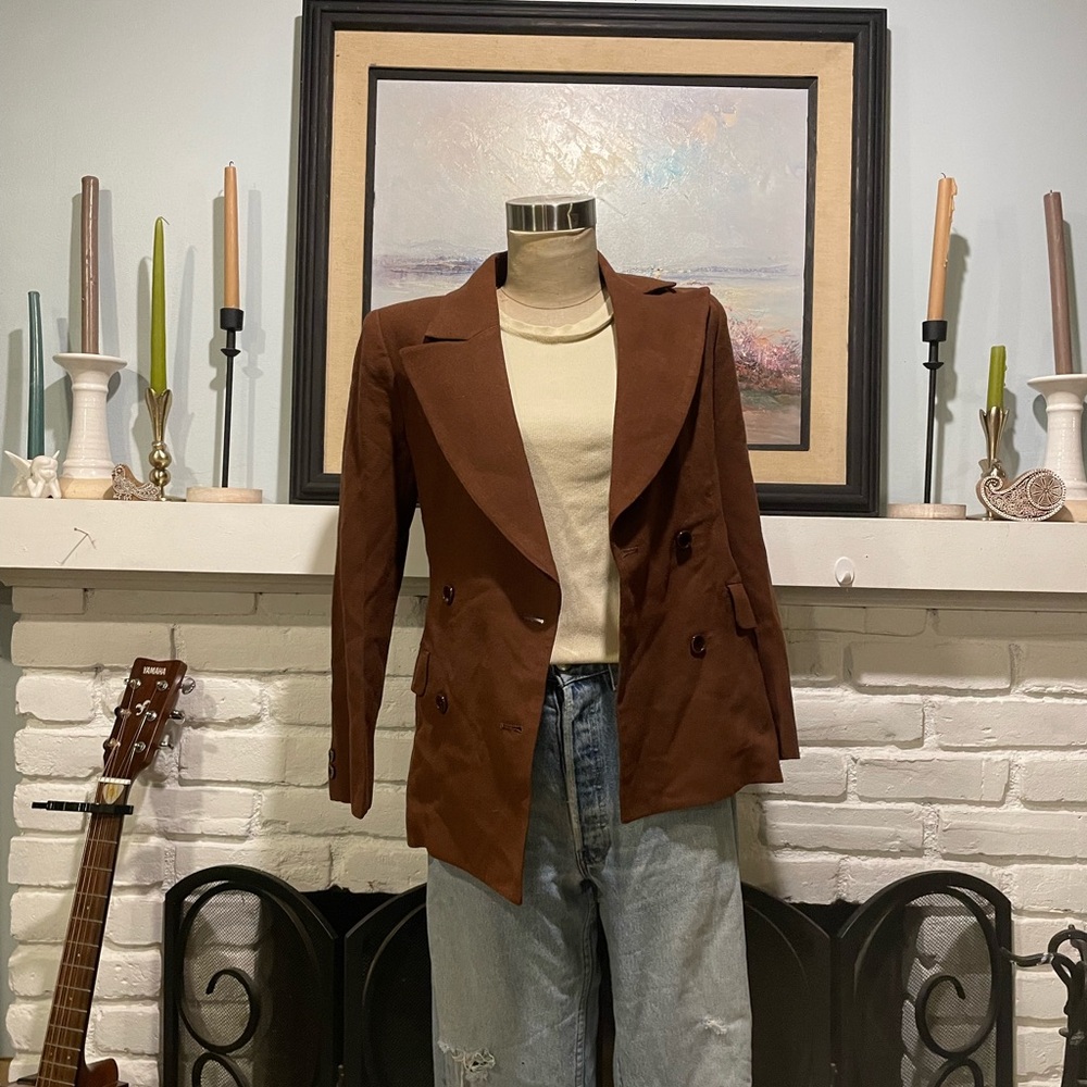 Women's Brown Double-Breasted Jacket